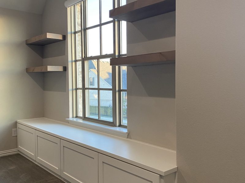 Custom Playroom Cabinets with Floating Shelves